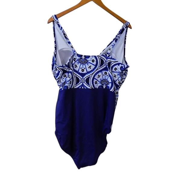 Bal Harbour Swimsuit Women 20 Blue One Piece Summer Seychelles‎ Faux Wrap Sash - Picture 2 of 4